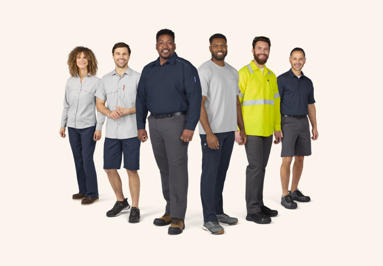 Transportation workers wearing a variation of Red Kap workwear Transportation workers wearing a variation of Red Kap workwear