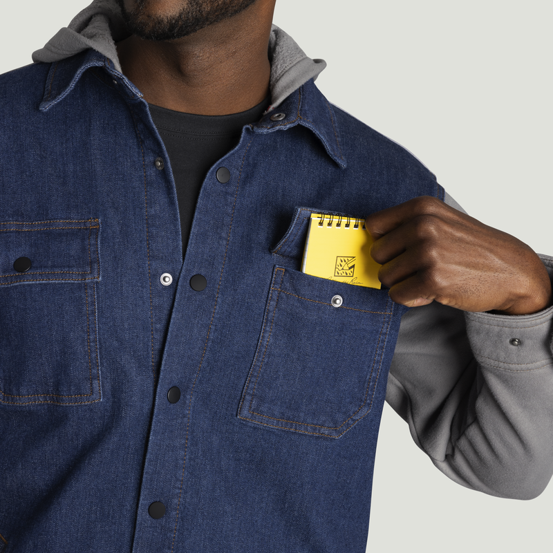 Men’s Denim and Fleece Hooded Shirt Jacket image number 14