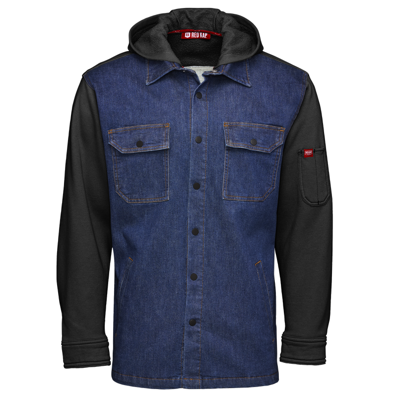 Men’s Denim and Fleece Hooded Shirt Jacket image number 5