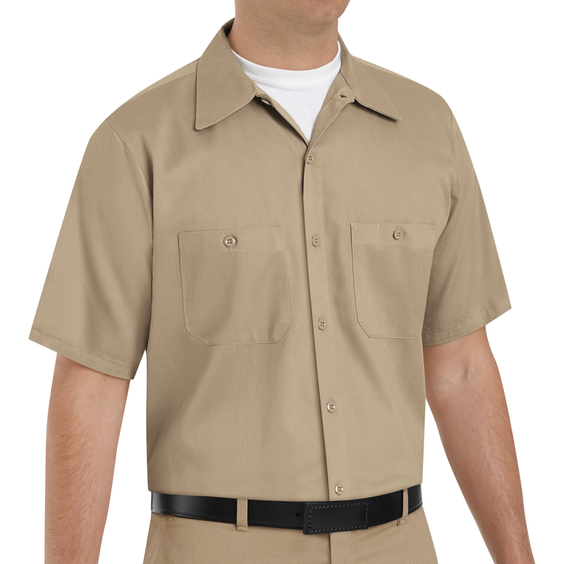 Men's Short Sleeve Wrinkle-Resistant Cotton Work Shirt image number 3