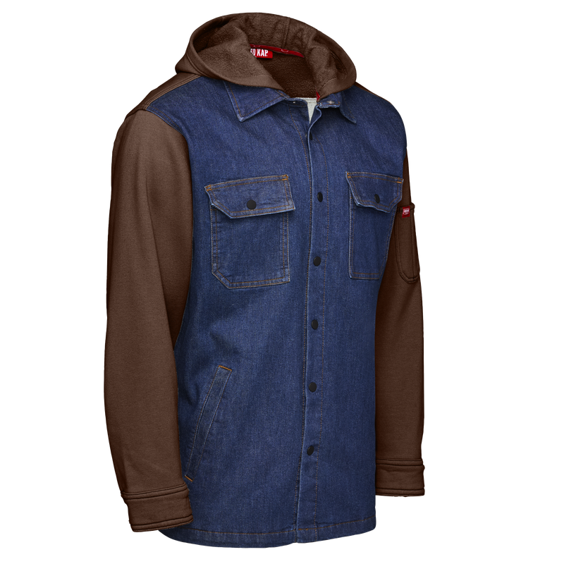 Men’s Denim and Fleece Hooded Shirt Jacket image number 8