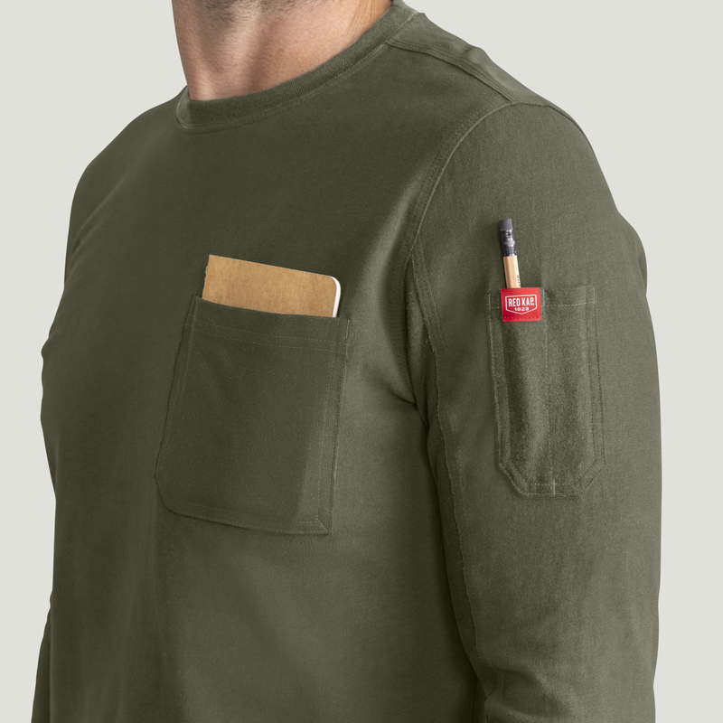Men's Slim Fit Cotton Long Sleeve Pocket T-Shirt image number 14