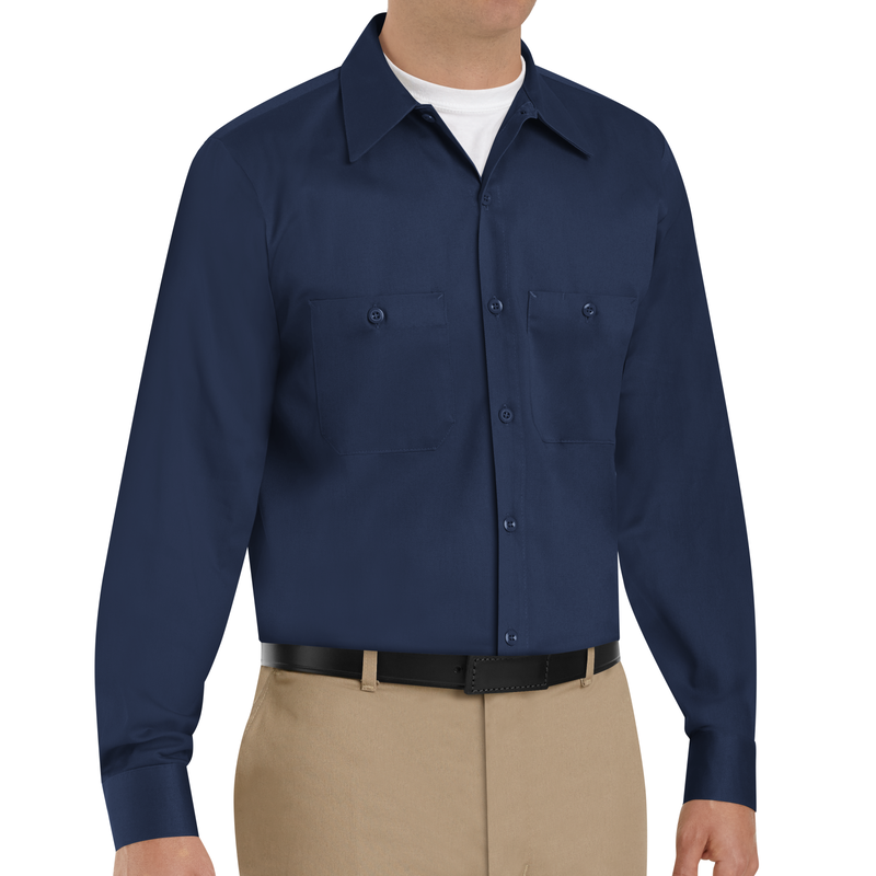 Men's Long Sleeve Wrinkle-Resistant Cotton Work Shirt image number 3