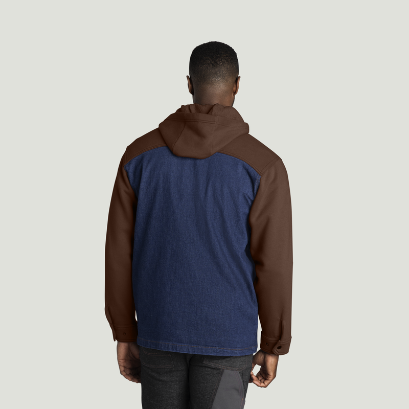 Men’s Denim and Fleece Hooded Shirt Jacket image number 2