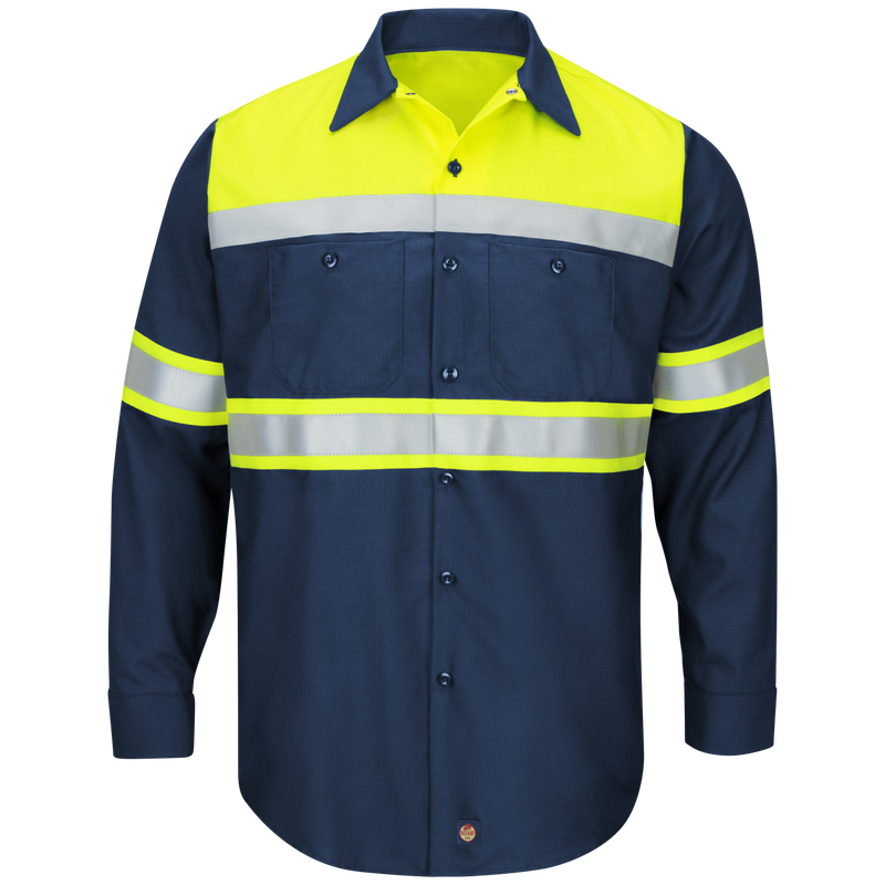 Hi-Visibility Long Sleeve Color Block Ripstop Work Shirt - Type O, Class 1 image number 1