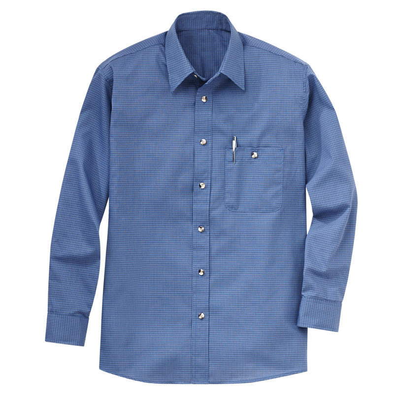 Men's Long Sleeve Mini-Plaid Uniform Shirt image number 3