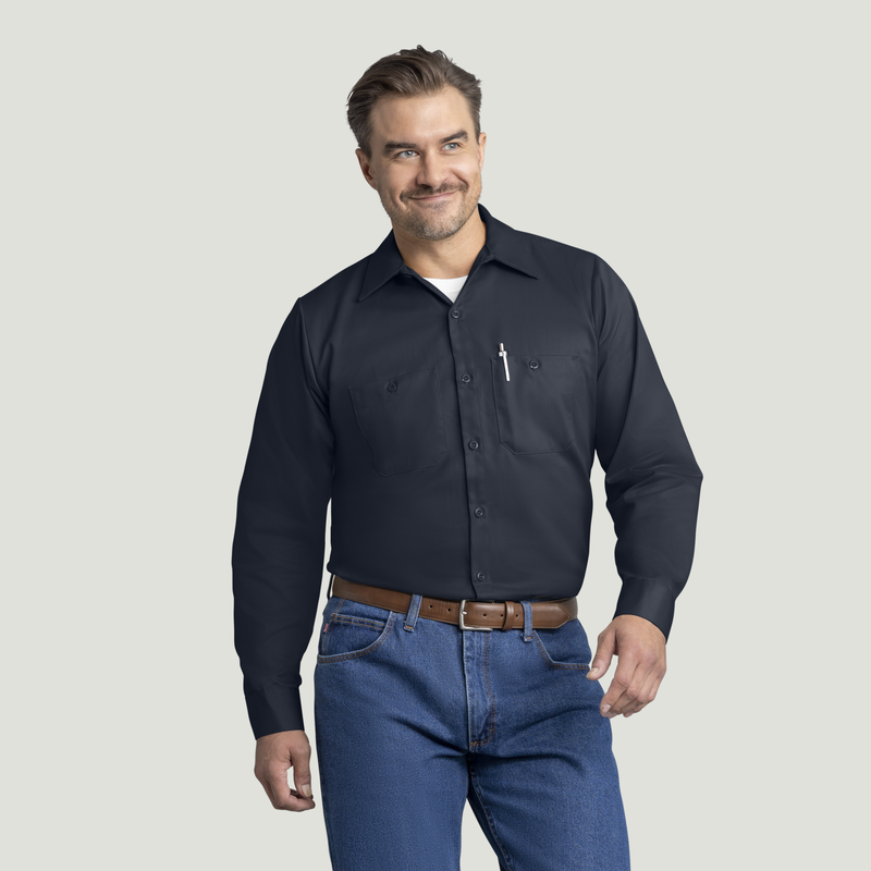 Men's Long Sleeve Wrinkle-Resistant Cotton Work Shirt image number 1