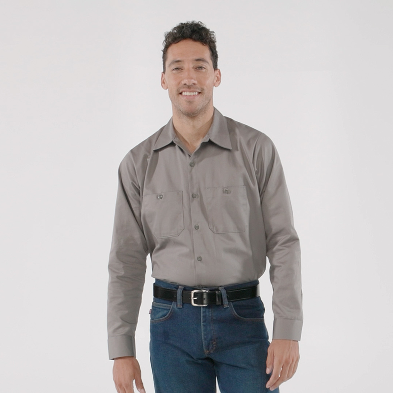 Men's Long Sleeve Wrinkle-Resistant Cotton Work&nbsp;Shirt image number 12