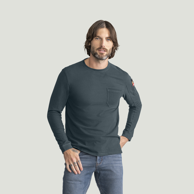 Men's Heavyweight Long Sleeve Cotton Pocket T-Shirt