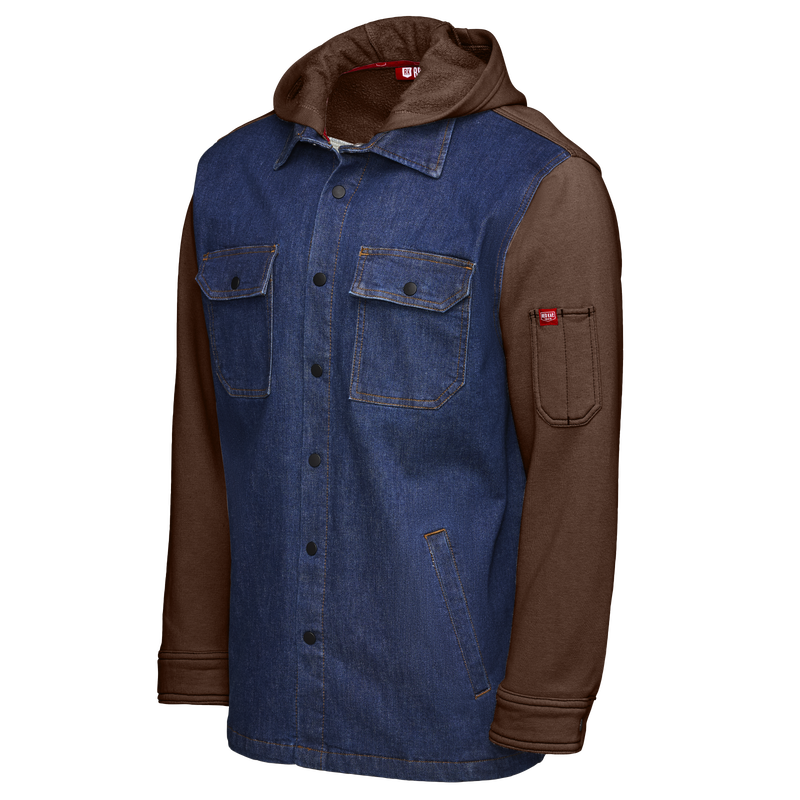 Men’s Denim and Fleece Hooded Shirt Jacket image number 7
