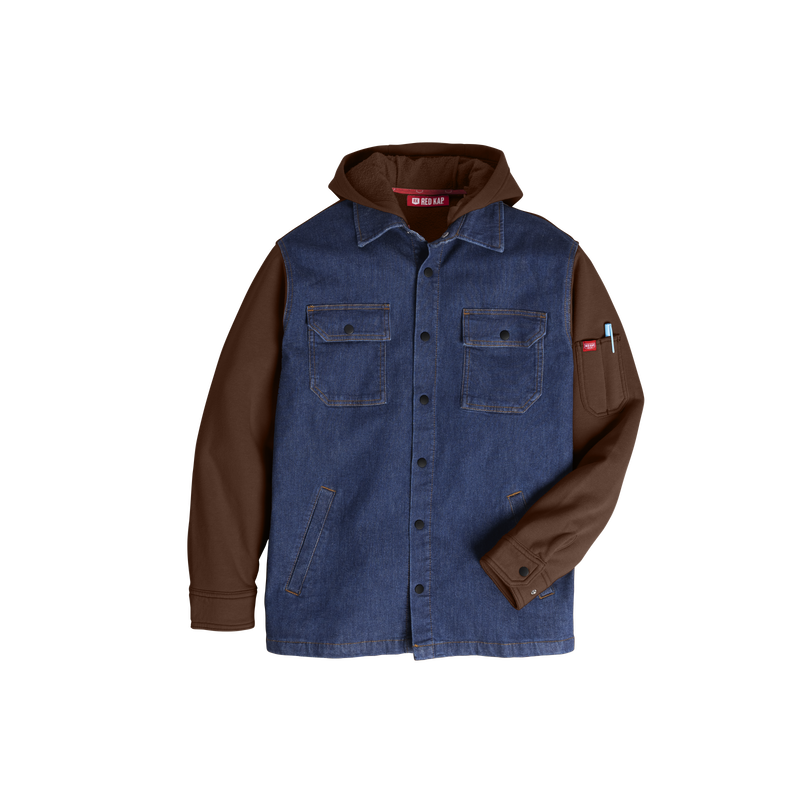 Men’s Denim and Fleece Hooded Shirt Jacket image number 9