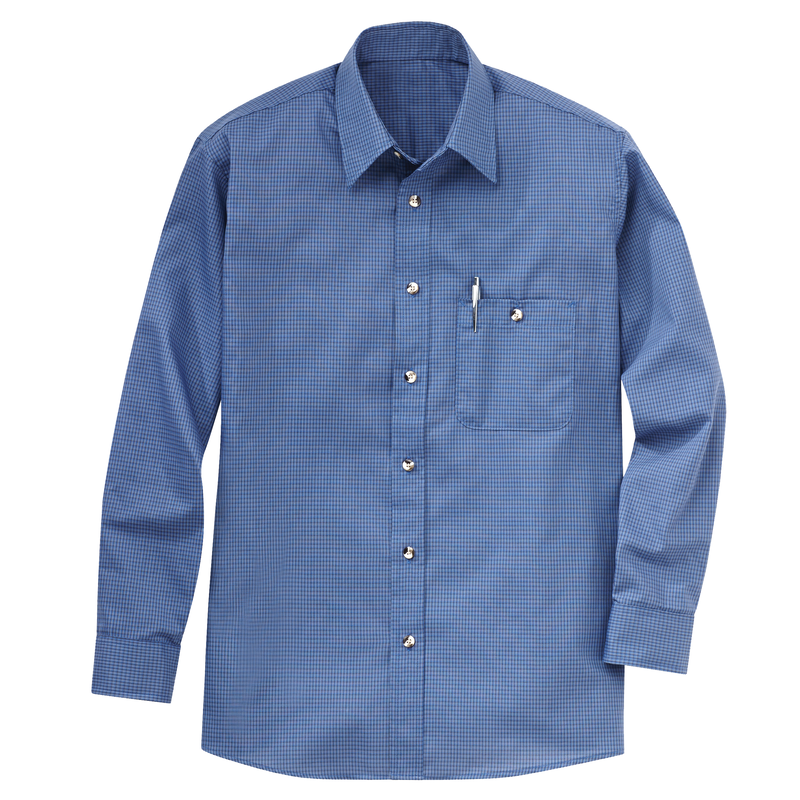 Men's Long Sleeve Mini-Plaid Uniform Shirt image number 4