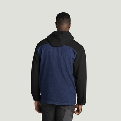 Men’s Denim and Fleece Hooded Shirt Jacket