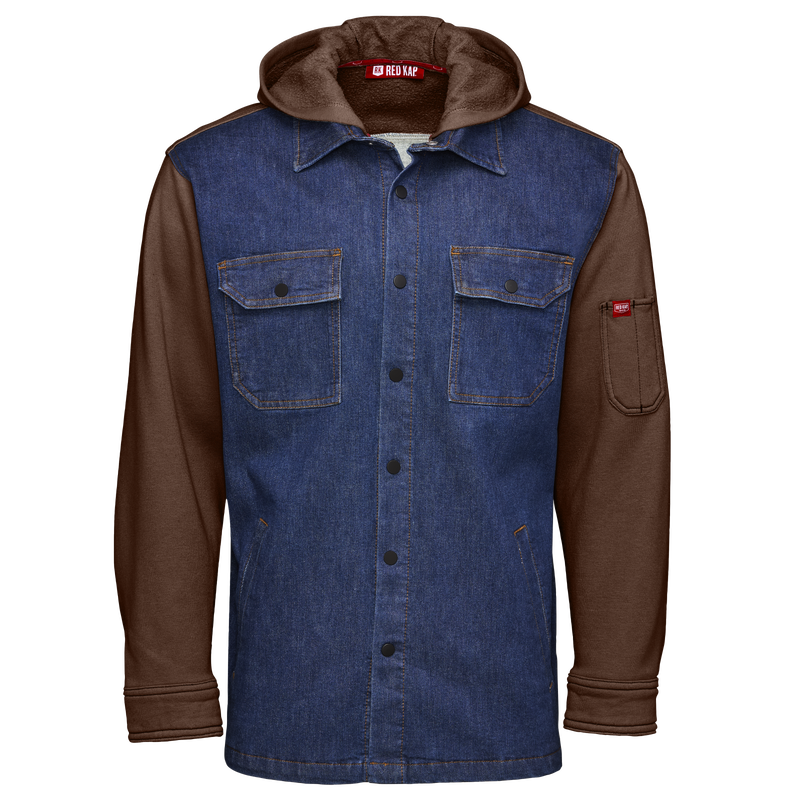 Men’s Denim and Fleece Hooded Shirt Jacket image number 5