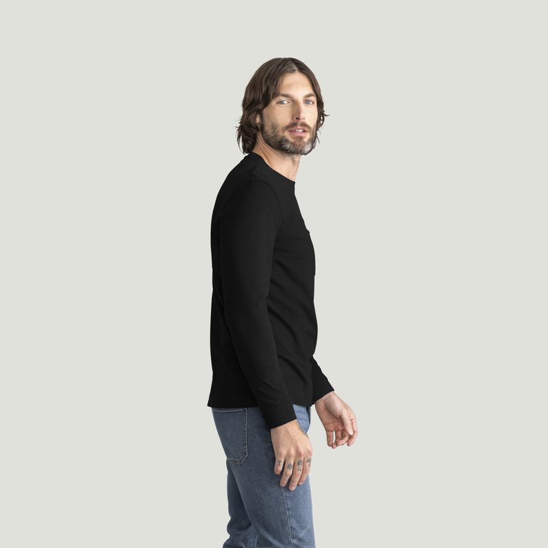 Men's Slim Fit Cotton Long Sleeve Pocket T-Shirt image number 3