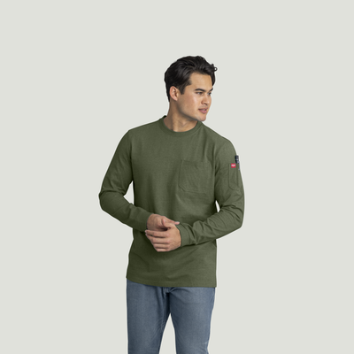 Men's Slim Fit Cotton Long Sleeve Pocket T-Shirt