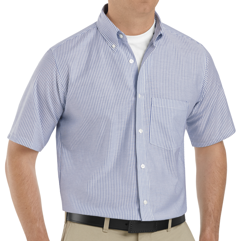 Men's Short Sleeve Striped Executive Oxford Dress Shirt image number 3