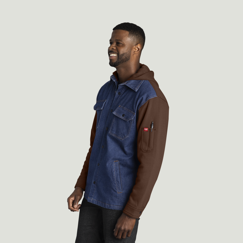 Men’s Denim and Fleece Hooded Shirt Jacket image number 3