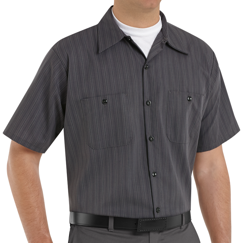 Men's Short Sleeve Striped Work Shirt image number 3