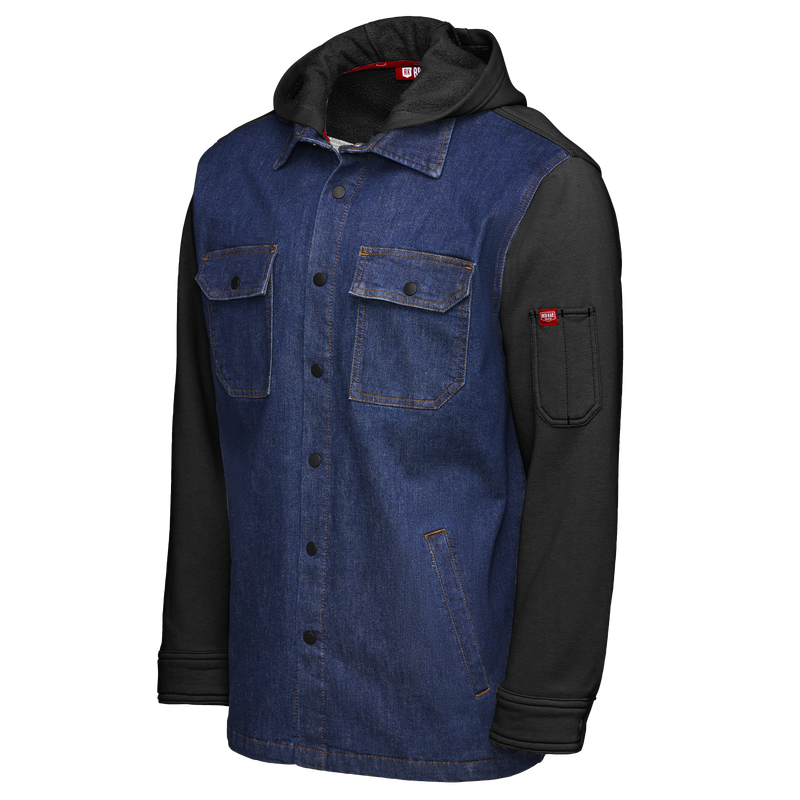 Men’s Denim and Fleece Hooded Shirt Jacket image number 7