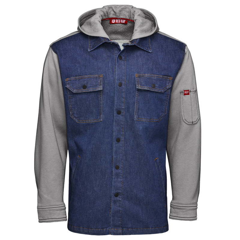 Men’s Denim and Fleece Hooded Shirt Jacket image number 5