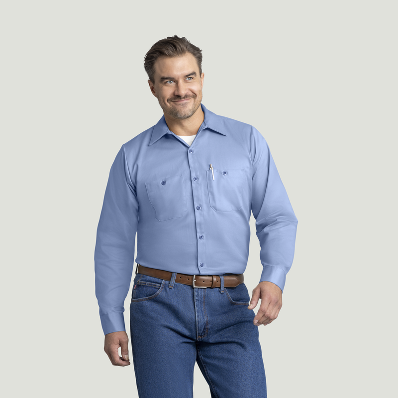 Men's Long Sleeve Wrinkle-Resistant Cotton Work Shirt image number 1